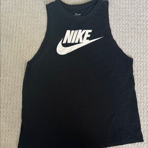 Nike Black Sleeveless Top with White Logo medium